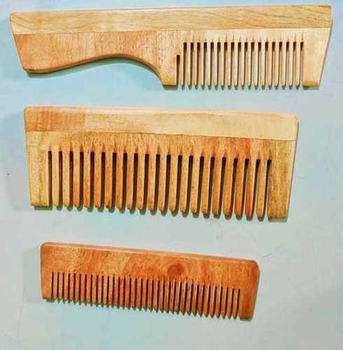 Set Of 3 Reduces Hair Fall, Anti Fungal Anti Bacteria Static Neem Wood Combs