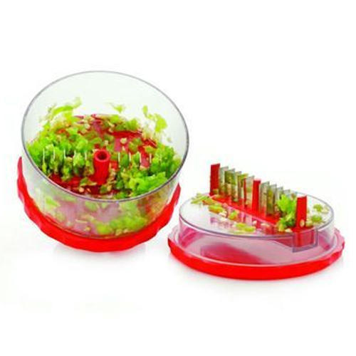 Red Stainless Steel Blade And Abs Plastic Body Manual Multi Vegetable Crusher