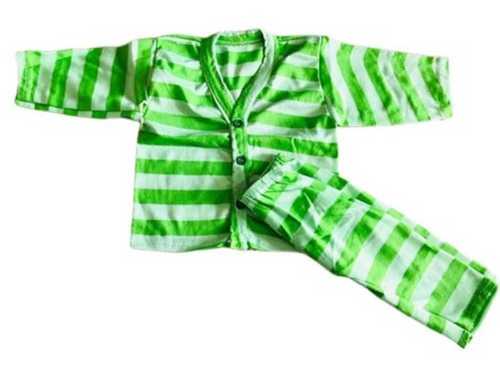 Washable Summer Wear Full Sleeves Green Colour Fancy Baby Suit, 0-3 Months