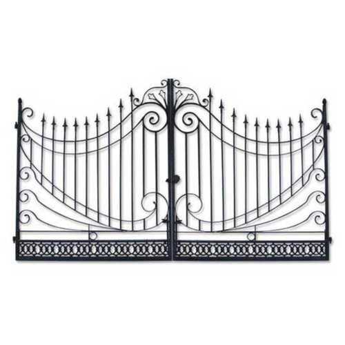 Black Swing Open Style Modern Iron Main Gate For Home, Residential, Office