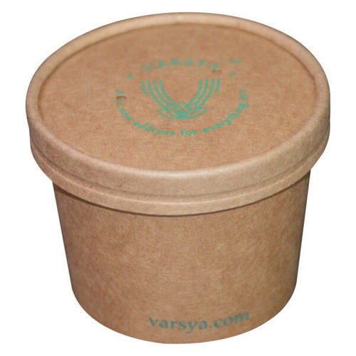 Uv Offset Printing 350 Ml Eco Friendly Glossy Lamination Kraft Paper Round Container For Food