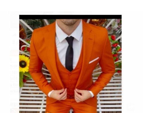 Dry Cleaning Full Sleeve Slim Fit Orange Color Plain Cotton Party Wear Mens Blazer 