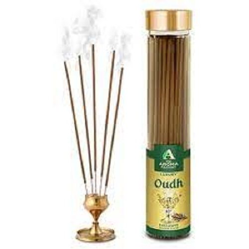 Natural Oudh 3mm Charcoal-Free Round 8-Inch Bamboo Incense Stick (Agarbatti)