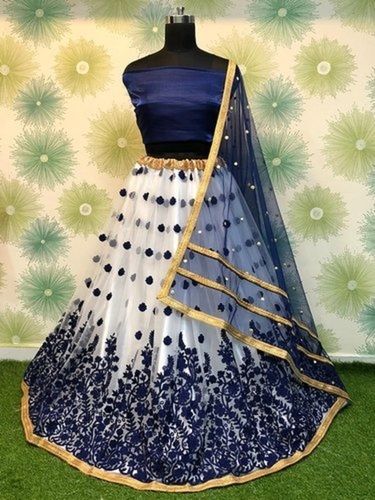 Shafnufab Women's Georgette Semi Stitched Lehenga Choli In Blue Colour –  Shafnu Fab