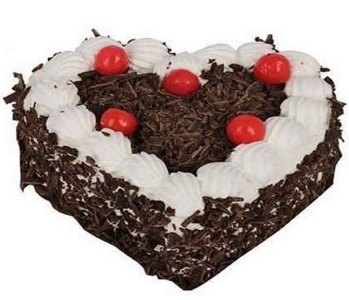 Piece Rich Chocolate Layered Are Topped Heart Shape Black Forest Cake With Fresh Cream Toppings