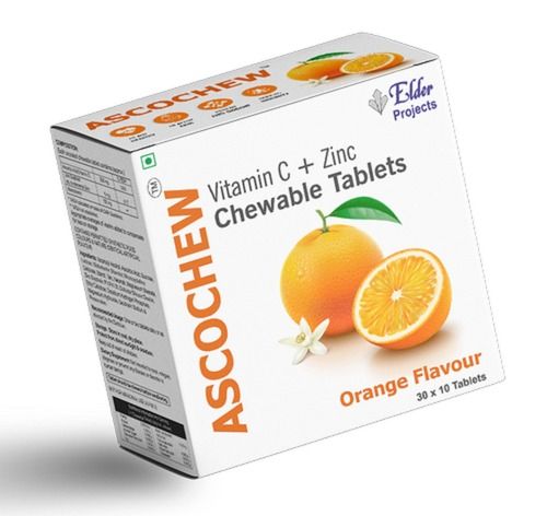 Ascochew Orange Flavor Immunity Booster Vitamin C 500mg Chewable Tablets - 1x10 Pack
