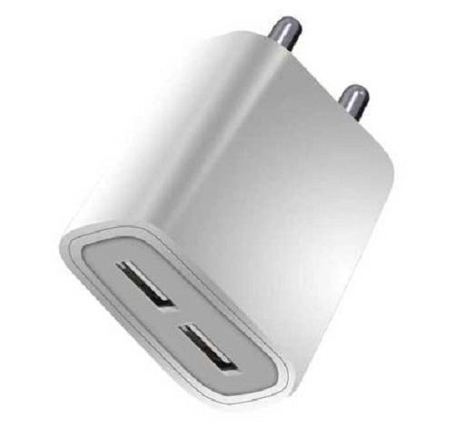 हीट रेसिस्टेंस व्हाइट ड्यूल Usb प्लास्टिक बॉडी फास्ट मोबाइल चार्जर (2.8 Amp)