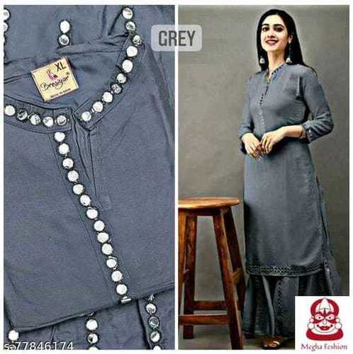 Grey Embroidered Palazzo Style Party Wear Suit 4437SL08