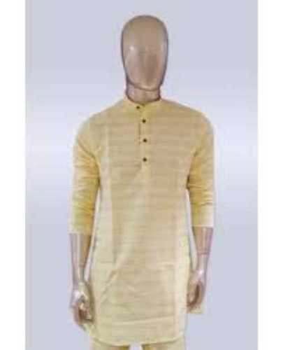 Cream Mens Cotton Ethnic Wear Short Length Kurta(38-44 Inches)