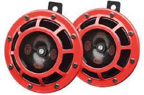 Aluminium Red And Black Color Round Shape Universal Car, Jeep Electric Tone Horn 12V