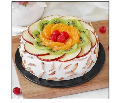 1Kg Pack Fresh Mix Fruit Cake, Topped With Real Fruits, Single Decker Cake For Birthday And Anniversary