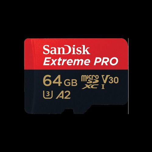 Black 64Gb Sandisk Extreme Pro Micro Sd Card With Class 10 And Plastic Materials