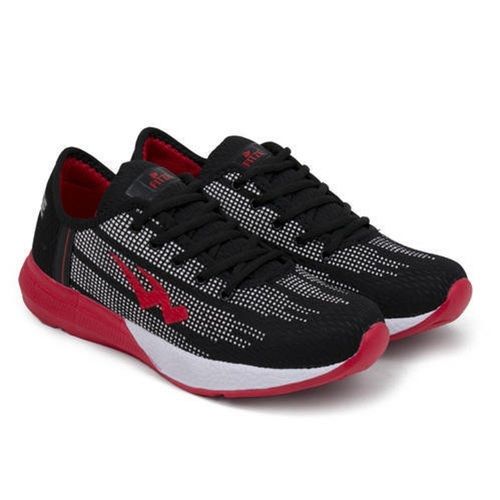 Black And Red Colour Mens Sports Shoes With Lace Closure And Size 9-10