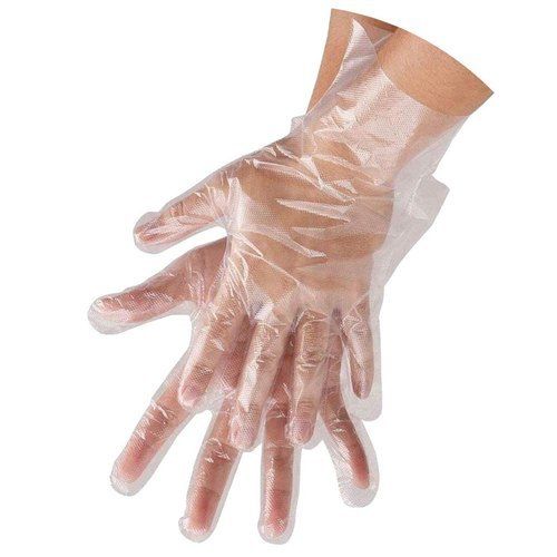 Full Finger Transparent Color Disposable Plastic Gloves With Plain Pattern
