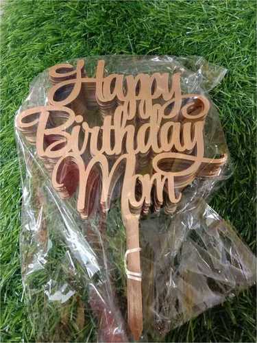 Golden Color Happy Birthday Mom Plastic Brown Cake Top For Cake Decoration