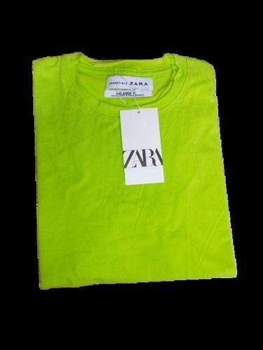 Lightweight Comfortable To Wear Green Round Neck Plain Half Sleeves Mens T Shirts