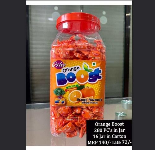 Osho Orange Boost Orange Sweet Flavored Candy, 280 Pc's in Jar