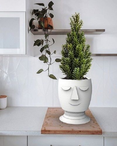 Plain White Ceramic Flower Pot For Decoration