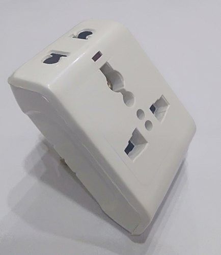 Plain White Colour 3 Pin Multi Plug With Anti Crack Plastic Body