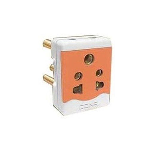 Plastic Body, Orange And White Colour 6 Amp And 3 Pin Multi Plug