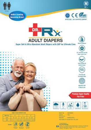 Super Soft And Ultra Absorbent Dr.Rx Adult Diapers With Wetness Indicator Size: Medium