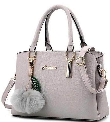 Light Gray 100% Leather Grey Color Ladies Hand Bags For Storage, Packaging, Transportation And Shipping Applications