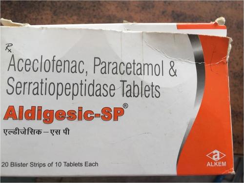 Adigesic-SP, Aceclofenac, Paracetamol, Serratiopeptidase Tablets, 20 Blister Strips of 10 Tablets Each