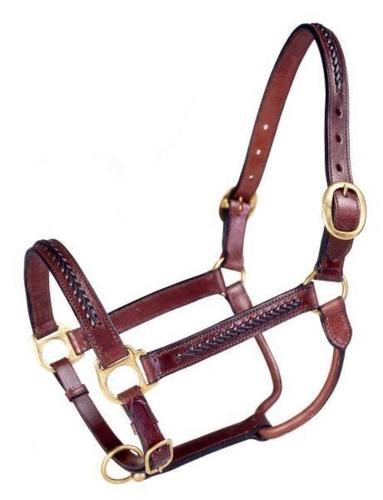 Australian Saddle Triple Stitched Strong And Durable Padded Leather Halter, Brown Color Size: 3/4