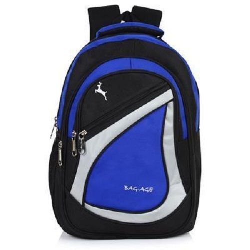 Black Colour Leather School And College Bag With Blue Colour Prints Gender: Unisex