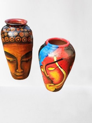 Elegant Look Handmade Madhubani Decorative Terracotta Painted Flower Pot