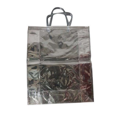 Silver Color Embossing Hand Length Handle Bags With 4Mm Thickness And Pvc Materials Use: Household