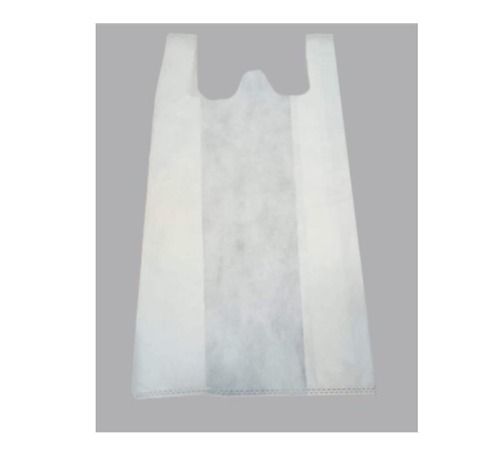 Tear Resistance Light Weight Foldable W Cut Non Woven White Shopping Carry Bags