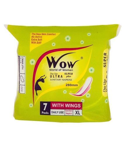 Wow Super Plus Extra Large Extra Comfort 280Mm Sanitary Napkins With Wings, 7 Pads Pack Age Group: Adults