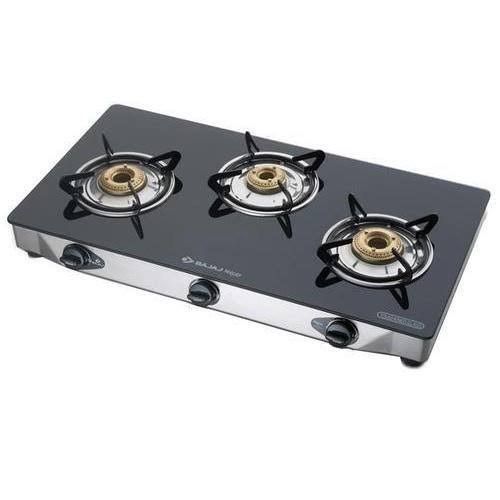 Bajaj 3 Burner Gas Stove And Unique Toughened Glass With Designer Knobs Dimension(L*W*H): 78 X 47 X 13  Centimeter (Cm)