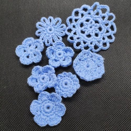 Plain Blue Cotton Knitted Applique For Clothes, Bag And Cap