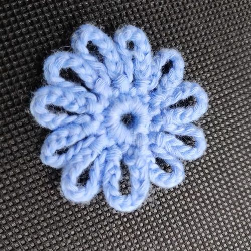 Blue Pure Cotton Knitting Applique Flower for Dress, Clothes, Hats and Bags