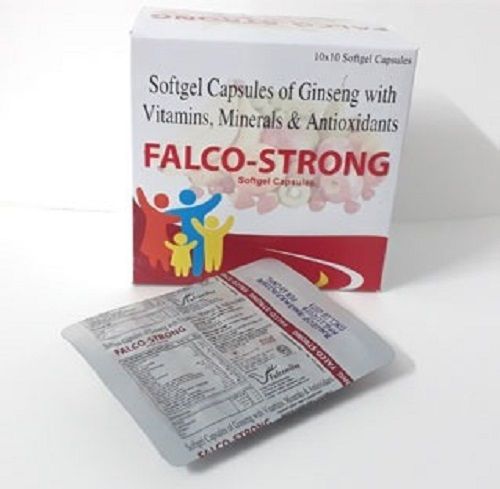 Falco-Strong Softgel Capsules Of Ginseng With Vitamins, Minerals And Antioxidants, 10X10 Blister Pack General Medicines