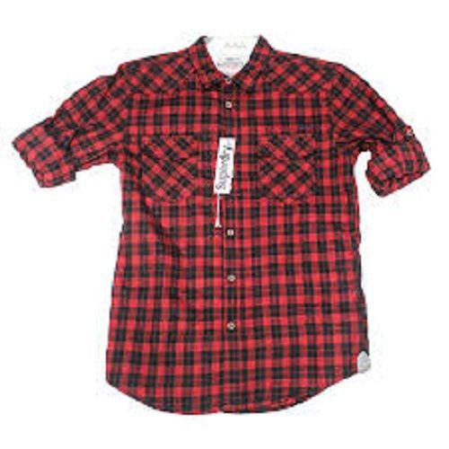 Lightweight Comfortable To Wear Cotton Red And Black Check Strip Mens Shirt Age Group: Customize