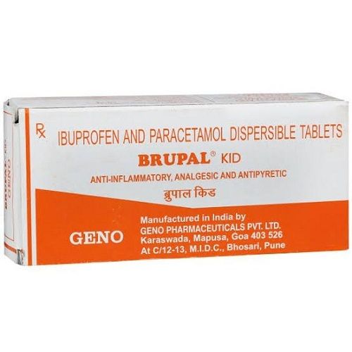 Brupal Kid Ibuprofen Paracetamol Dispersible Tablets, 1X10 Geno General Medicines