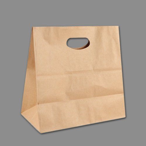  मध्यम आकार के भूरे रंग के डी कट शॉपिंग पेपर बैग उच्च भार वहन क्षमता के साथ 