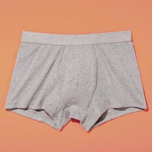 Boyshort Mens Daily Wear Regular Fit Light Gray Plain Pure Cotton Boxer Briefs