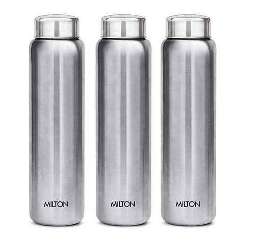 Silver Milton Aqua 1000 Stainless Steel Water Bottle - 950 Ml (Set Of 3)