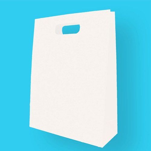 शॉपिंग के लिए रिसाइकिल करने योग्य और पर्यावरण के अनुकूल सफेद रंग का डी कट पेपर कैरी बैग 