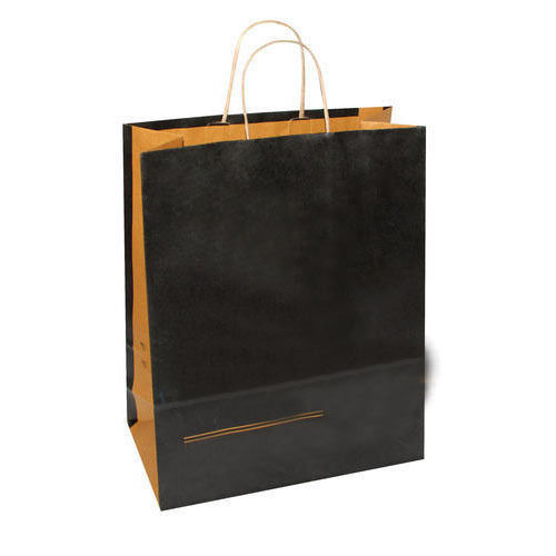 Recyclable 100% Biodegradable Black Colour Paper Carry Bags For Shopping