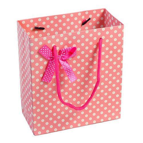 100% Biodegradable Customized Printed Jewellery Paper Bag, Pink Colour For Shopping