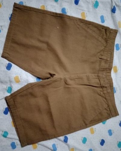 Comfortable Pure Soft Cotton Plain Pattern Brown Color Boys Half Trouser