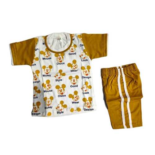 Cotton Kids Boys Baba Suit - Pant Set Yellow Color 3 Years Kids Bust Size: 20 Inch (In)