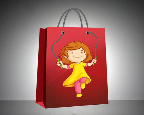 Disposable Eco Friendly Customized Pritned Kids Paper Carry Bag, Red Colour For Shopping