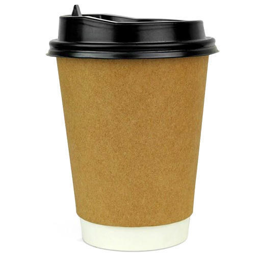 Plain Paper Coffee Cup With Black Color Cap With Anti Leakage Properties