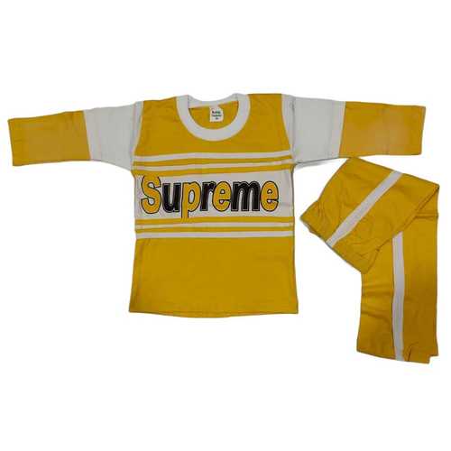 Skin Friendly And Breathable Boys And Girls Casual T-Shirt Full Sleeves Pant Yellow Color For Kids Age Group: 7